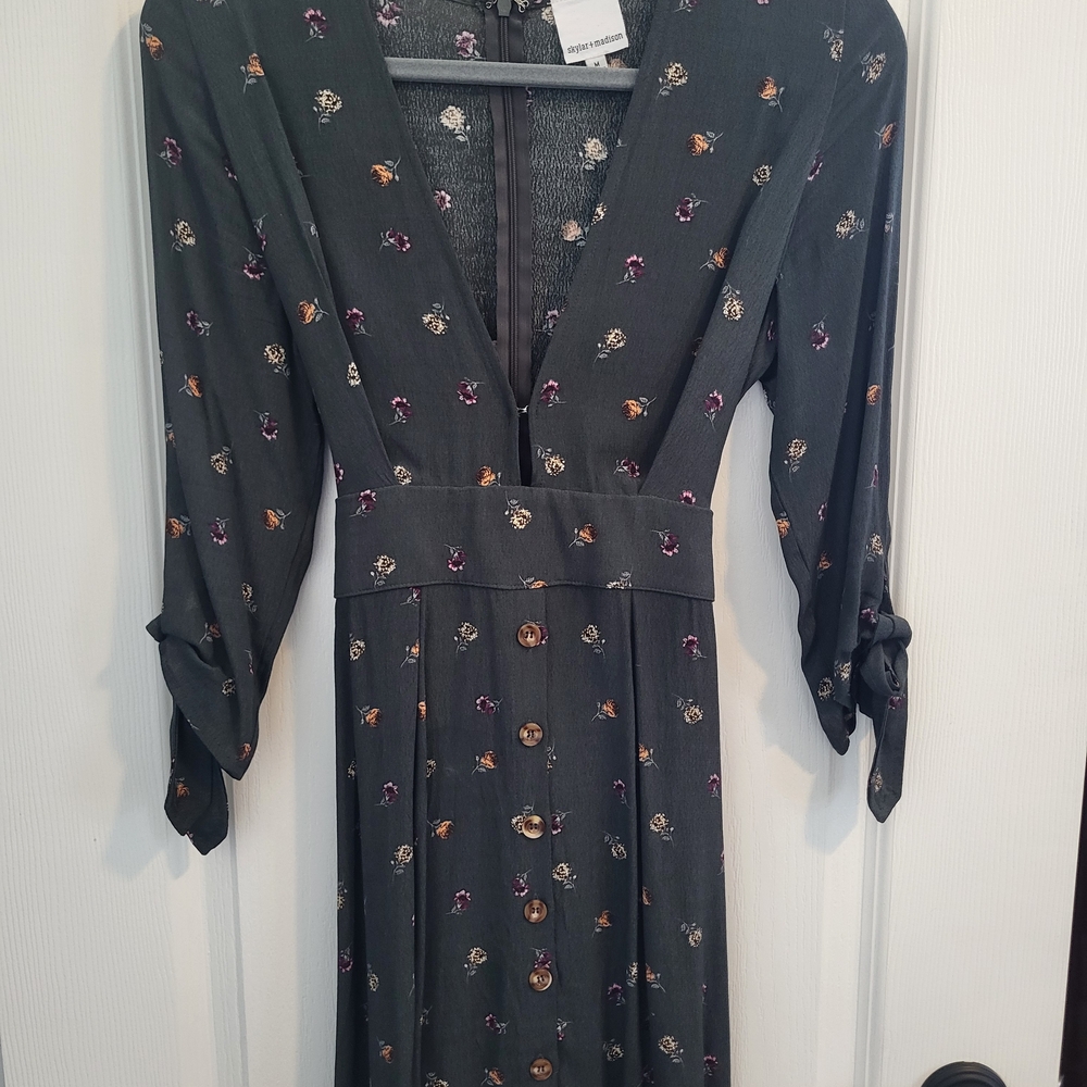 Skylar + Madison Charcoal Floral Long Sleeve Dress